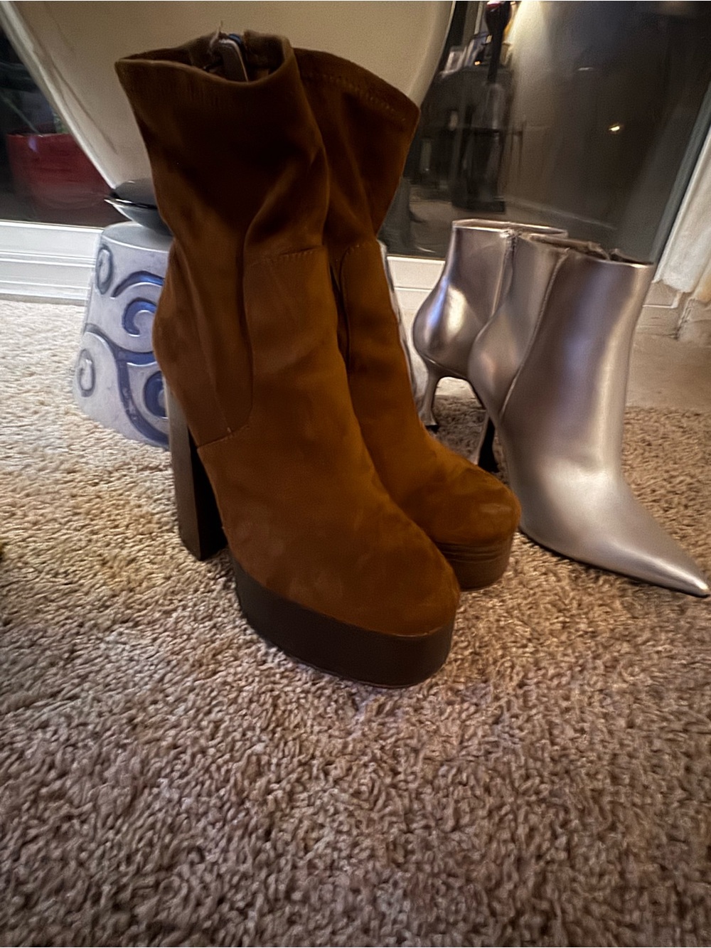 Steve Madden Brown Suede Platform Ankle Boots